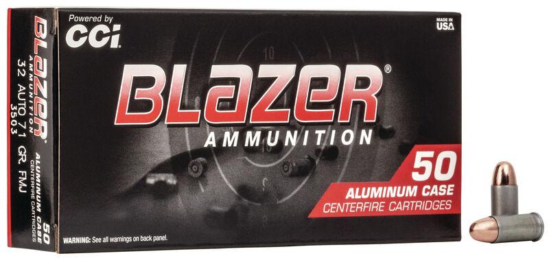 CCI Blazer Aluminum Handgun Ammunition .32 ACP 71 gr TMJ 900 fps 50/box