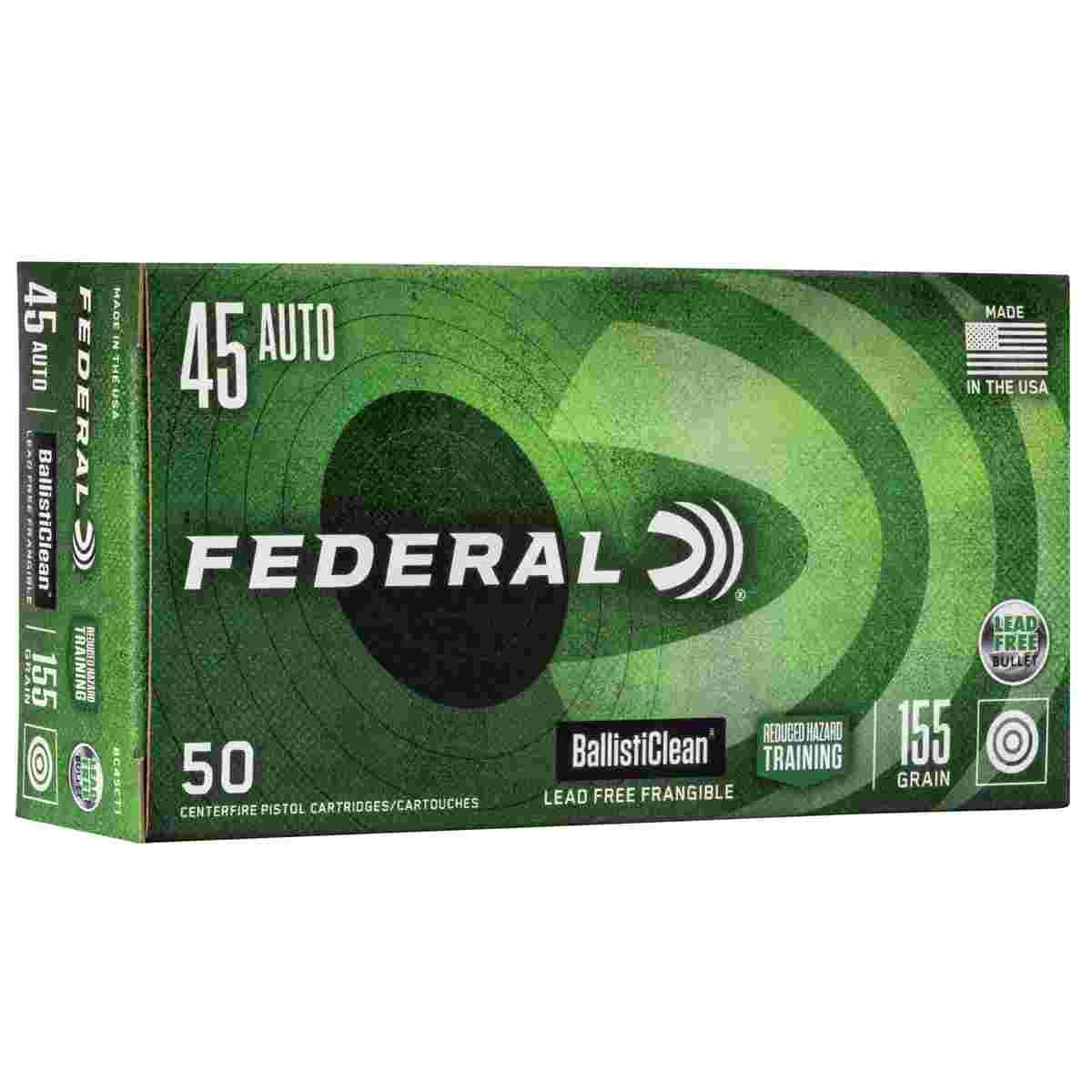 Federal Ballisticlean Frangible Handgun Ammuntion .45 ACP 155gr RHT 1130 fps 50/ct