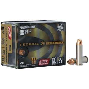 Federal Personal Defense Hydra-Shok Deep .38 Spl +P 130gr JHP 900 fps 20/ct