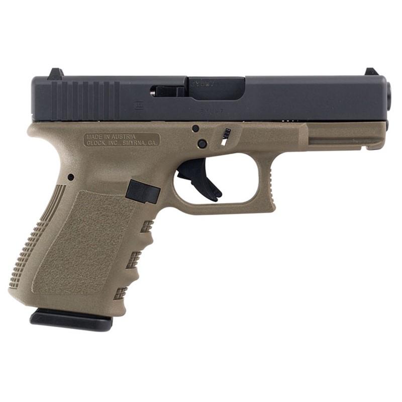 Glock 19 Gen 3 Compact Handgun 9mm Luger 10/rd Magazines (2) 4.02" Barrel OD Green with Black Slide Austria CA Compliant