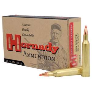 Hornady Varmint Express Rifle Ammunition .220 Swift 55 gr V-MAX 3253 fps - 20/box