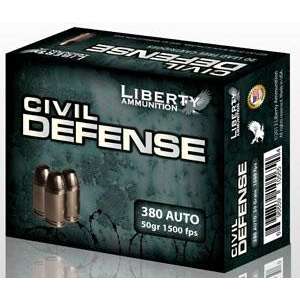 Liberty Civil Defense Handgun Ammunition .380 Auto 50 gr SCHP 1500 fps 20/ct