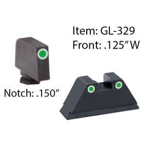 Amerigo Custom Combination Tall Suppressor Height Set - All Glock Models Except 42 43 / Front Tritium - Green / Front Outline -White / Rear Tritium -