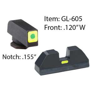 Ameriglo Glock CAP Set For Glock 42 43 - Green Tritium Lime Green Lumi Square Outline Front/Rear