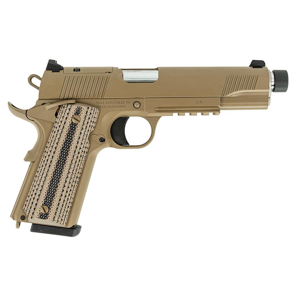 Tisas 1911 B45RGD TH Raider Handgun .45 ACP 8rd Magazines(2) 5.5" Threaded Barrel FDE Cerakote