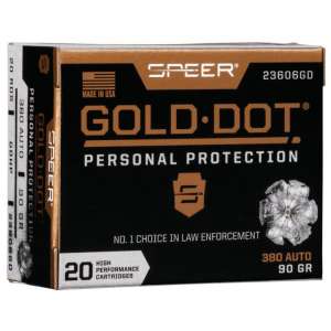 Speer Gold Dot Handgun Ammunition .380 ACP 90 gr HP 1040 fps 20/ct