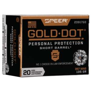 Speer Gold Dot Handgun Ammunition 9mm Luger (+P) 124 gr HP 1220 fps 20/ct