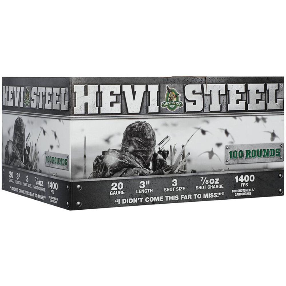HEVI-Shot HEVI-Steel Shotshells 20 ga 3" 7/8 oz 1400 fps #3 100/ct