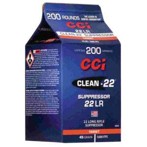 CCI Clean-22 Suppressor Rimfire Ammunition .22 LR 45 gr LRN 1000 fps 200/ct
