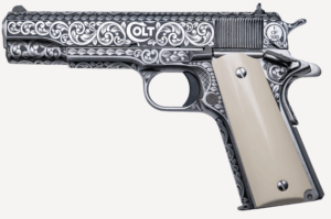 COLT GOVERNMENT 1911 SILVERADO 45ACP PISTOL FULL ENGRAVED/IVORY GRIP 7RD MAGAZINE 1-300 UNITS