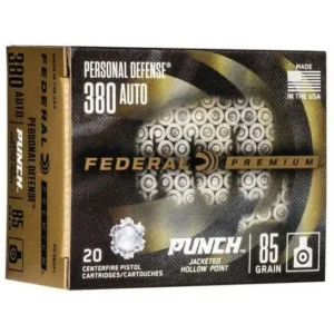 FEDERAL 380 AUTO 85GR PUNCH JHP 20 RD/BX 10 BX/CS