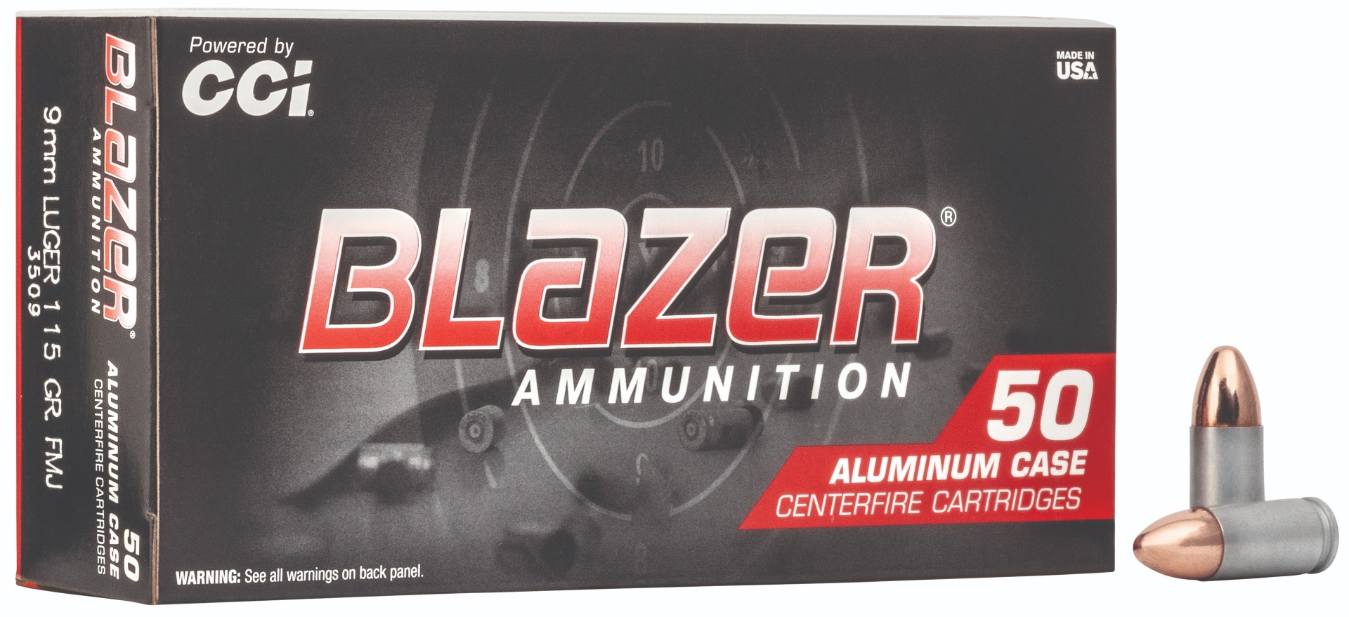 CCI 9MM 115GR BLAZER FMJ 50RD