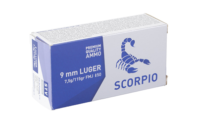 SCORPIO AMMO 9MM 115GR FMJ 50/1000 - Image 2