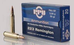 PPU Rifle Ammunition .223 Rem 55 gr FMJ-BT 3240 fps 20/ct