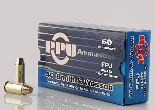 PPU Handgun Ammunition .40 S&W 165 gr FPJ 1541 fps 50/ct