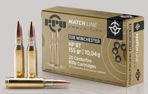 PPU Match Rifle Ammunition .308 WIN. 155 gr HPBT 2610 fps 20/ct