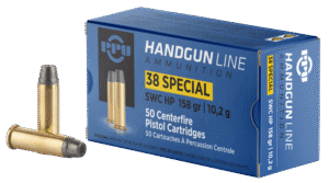 PPU .38 SPECIAL SWC HP 158G 50RD BOX 10 BOXES PER CASE