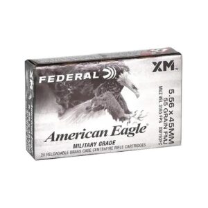 Federal American Eagle Rifle Ammunition 5.56mm 55gr FMJ 3165 fps 20/ct