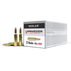 Nosler Varmageddon Rifle Ammunition .22 Nosler 62gr HPFB 3250 fps 20/ct