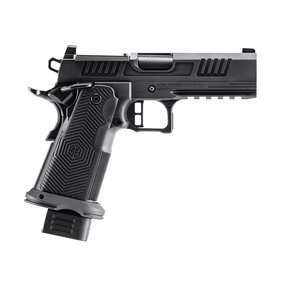 Alpha Foxtrot AF1911-Romulus MOS Adapter Handgun 9mm Luger 17(1) & 20rd(1) Magazines 4.25" Bull Barrel DLC Black