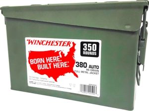 WINCHESTER 380ACP 95GR FMJ-RN - CASE OF (2) 350RD CANS
